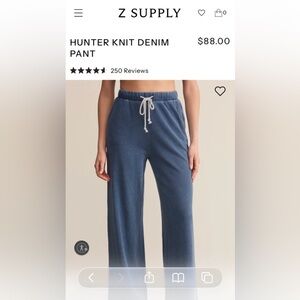 NWT Z Supply Hunter Knit Denim Pant